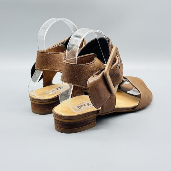 Paul Green Sandals Womens 6 Brown Leather Ankle Buckle Adjustable Strap Comfort